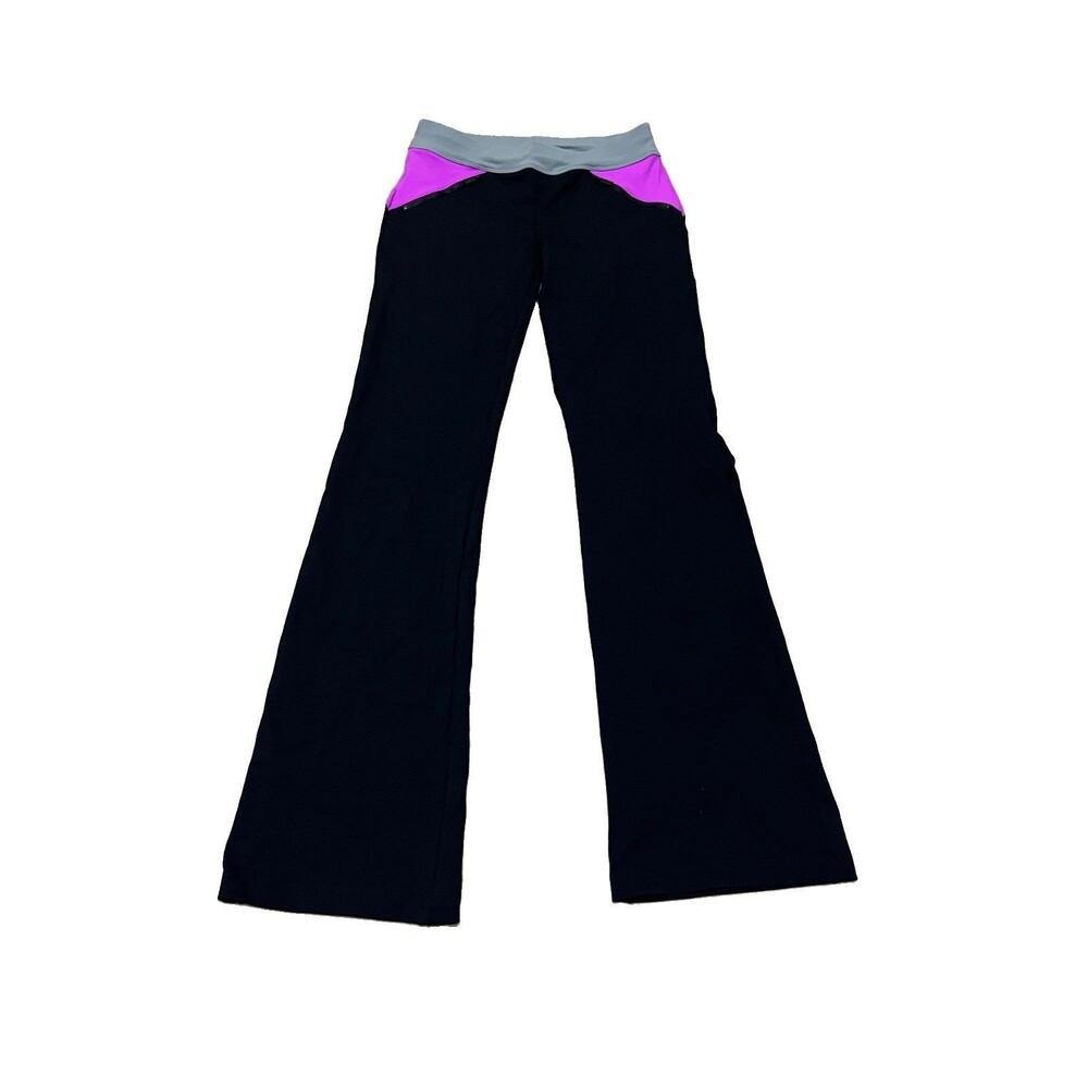 Vintage Y2K Bebe Sport Flare Yoga Pants Women’s S Black Purple Made USA